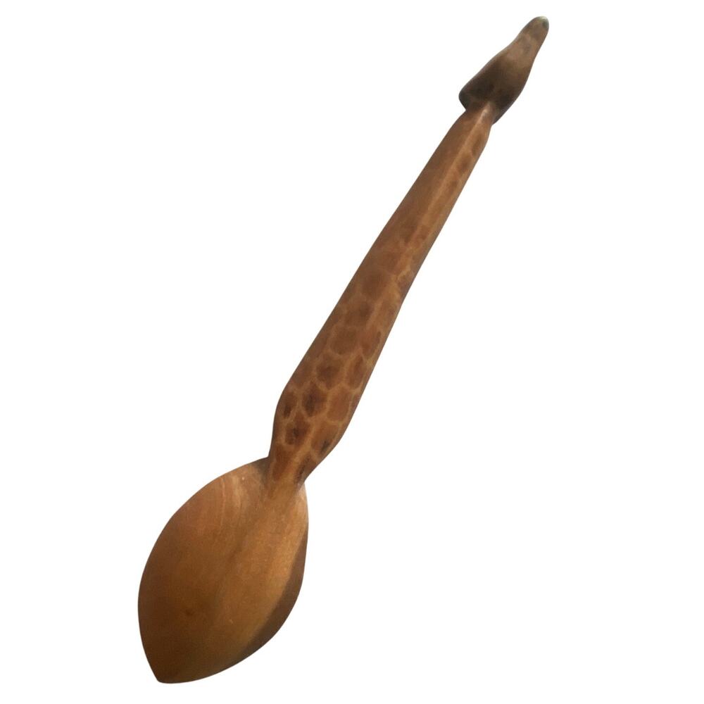 Vintage wooden spoon, hand carved giraffe 10.5 inches long